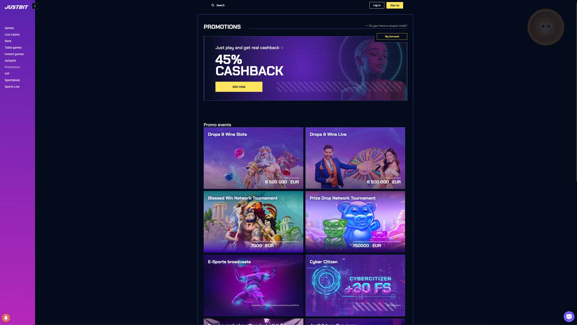 Justbit Casino Review - Special Promotions